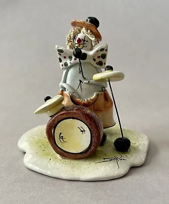 Vintage Signed ZAMPIVA ITALY Seated Clown With Drums CERAMIC FIGURINE Free Ship • $24.95