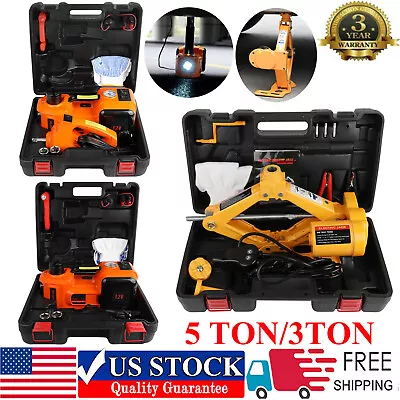 Car Jack 12V 3/5 Ton Electric Hydraulic Floor Lift Jack Tire Inflator Pump Tool • $64.99