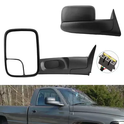 Tow Mirrors For 1994-1997 Dodge Ram 1500 2500 3500 Flip-Up Power Adjustable Lens • $59.99