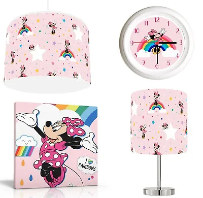 RAINBOW MINNIE MOUSE Choose Lampshade  Lamp  Wall Art  Wall Clock Or Bundle • £15.99