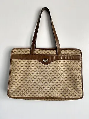 GUCCI Vintage Brief Case Brown Canvas Leather • $400