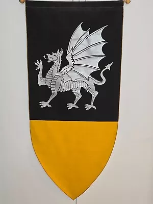 Medieval House Sigil Dragon Banner Black/Yellow Made Of Cloth • $15