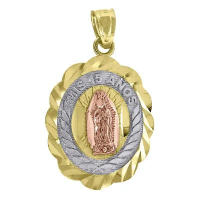 14K Gold Tri-Color Mis 15 Anos Quinceanera 25.3Mm Pendant For Women Charm • $256