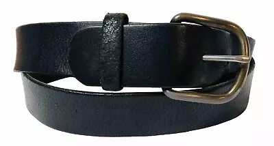 Vtg Men’s Work Belt Sz 40 Black Genuine Leather Silver Toned Buckle Made In USA • $12
