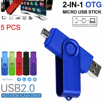 5 Pack Micro USB Flash Drive OTG 2.0 Memory Stick 128GB 64GB 32GB 16GB 8GB Thumb • $17.29