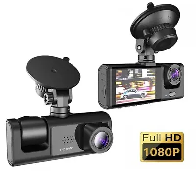 1080p G Sensor Car Dash Cam Dual Lens DVR Front & Inside Camera & 32GB SD CARD • £16.99