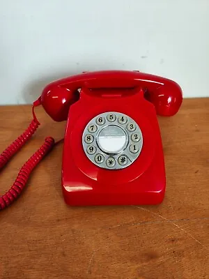 Retro Design Gloss Red GPO 746 Rotary Push Dial Telephone Classic Phone Protelx • £24.99