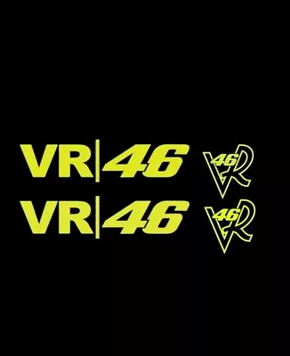 VALENTINO ROSSI VR46 Moto GP Fluorescent/Neon Yellow Vinyl Decal Stickers X4  • £4.95