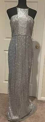 $219 Adrianna Papell  Womens Halter Sequin Long Dress A683 • $30