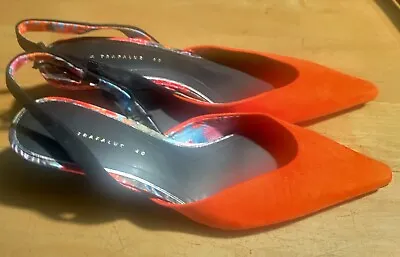 ZARA TRAFALUC  Women's Slingback Sandals Orange  US 9/EUR 40 NEW W Tags • $29.99