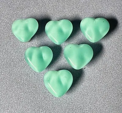 (6) Small Vintage Turquoise Moonglow Glass Heart-Shaped Buttons • $10