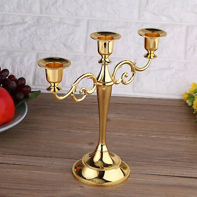 3 Arms Metal Candle Holder European Candelabra Wedding Candlestick Decor GHB • £18.72