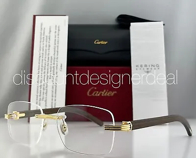Cartier Rimless Eyeglasses CT0286O 002 Genuine Wood Yellow Gold Clear Lens 56mm • $1999.99