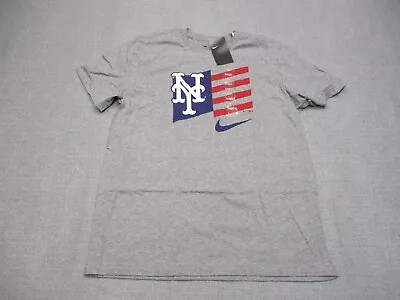 New York Mets Shirt Mens Large Gray Nike American Flag MLB Baseball Swoosh NWT • $12.58