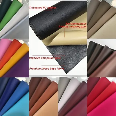 45+ Colors Self-Adhesive Vinyl Fabric Faux Leather 56  Wide Continuous By Yard • $13.99