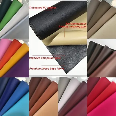 45+ Colors Self-Adhesive Vinyl Fabric Faux Leather 56 Wide Continuous By Yard • $13.99