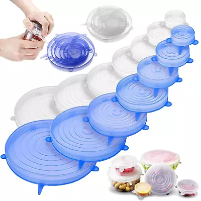 6 X Stretchy Food Lids Reusable Silicone Stretch Lids For Food/Bowls/Containers • £0.99