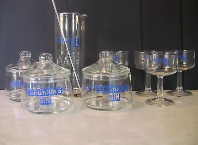 Vtg MCM Seagram's Gin Martini Set - Cocktail Pitcher Glasses Bar Jars & Lids • $23