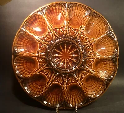 Oyster Plate    Oyster Platter    Large French Majolica Master 12 Oyster Platter • $249