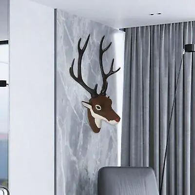 Wall Mounted Faux Deer Head Brown Rustic Removable Handcrafted Hanging Deer • £14.16