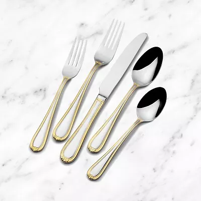 St. James Legacy 45pc Gold Accent Flatware Set + Hostess Service For 8 G101122 • $129.95