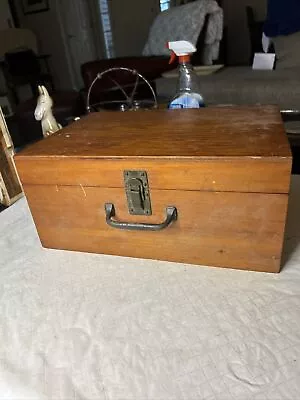 Vintage Wooden Homemade Specialized Tool Box 14.75” X 10” X 6.5” Metal Handle • $39