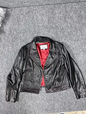 Wilsons Leather Maxima Black Leather Full Zip Moto Biker Jacket XL • $65