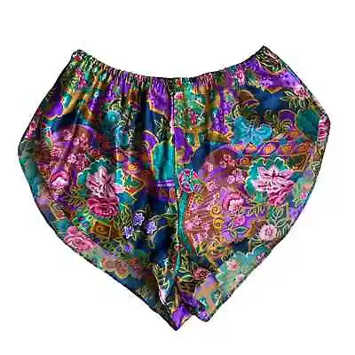 Vintage Floral Satin Short Pajama Lounge Shorts Women’s Size Medium Fairy • $19.99