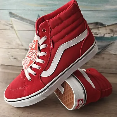 Vans Filmore Hi Top Suede Canvas Chili Pepper Red Skate Shoe VN0A5KXTCPE Size 10 • $54.95