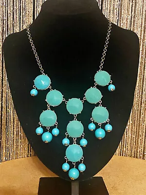 J.crew Bib Statement Necklace Blue Green Drops Dangles Bubble Beads Balls • $11