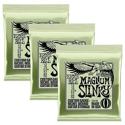 Ernie Ball Guitar Strings Magnum Slinky Electric Nickel Wound 12-56 3 Pack • $19.79