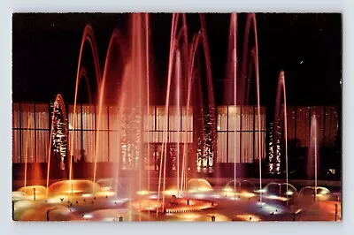 Postcard Pennsylvania Mt Pocono PA Mount Airy Lodge Fountain Night 1960s Chrome • $8