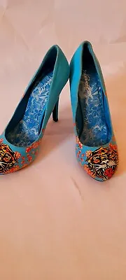 Ed Hardy Women Blue Shoes Animal Graghic Designs High Heels Size US 7  • $59