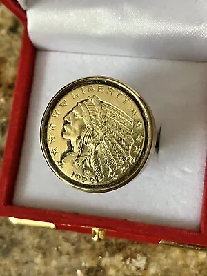 Handmade Gold Replica 1929 American US Morgan Head $2.50 Dollar Coin Ring Size 8 • $65