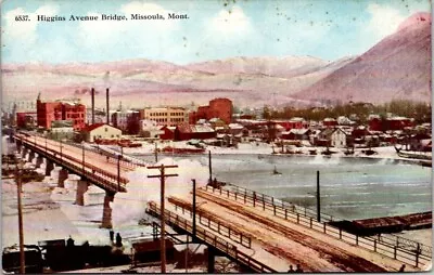 Missoula MT Higgins Avenue Bridge Railroad Train Steam C1910 Postcard JP1 • $12.79