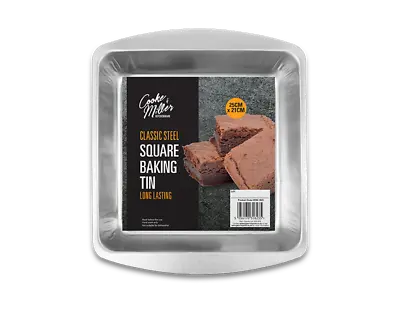 Square Brownie Cake Baking Tray Strong Steel Oven Cake Steel Pan Tin Long 25 CM • £5.29