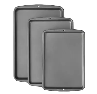 Wilton Bake It Better Steel Non-Stick Sheet Baking Pan Set For Kitchen 3-Piece • $13.85