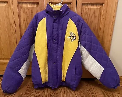 Vintage Minnesota Vikings Starter Jacket XL  Quilted Puffer Coat NICE • $119.97