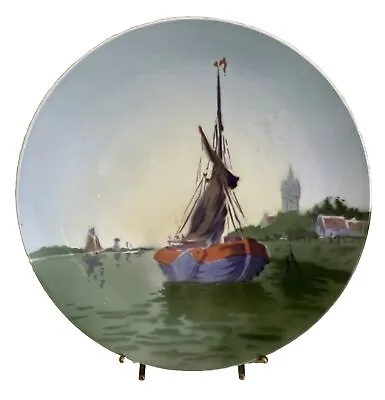 Antique Boch Freres Keramik Porcelain Charger Cabinet Plate Sailboat 11 1/4” • £20.90