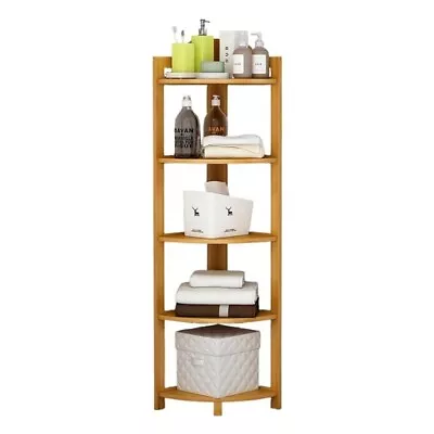 Bamboo Corner Shelf Freestanding Bookcase 5 Tier • $89.99