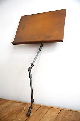 Vintage Articulating Arm Drafting Table Easel Wood Top Music Stand Industrial • $160.99