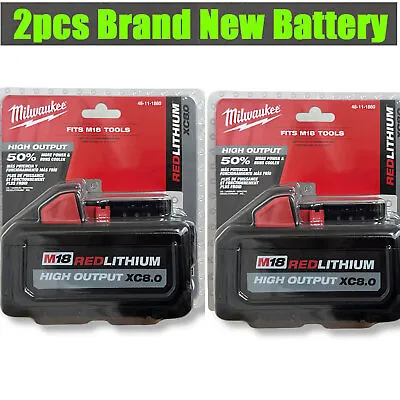 2PCS Milwaukee M18 48-11-1880 8.0 AH Battery XC High Output New In Packaging • $155