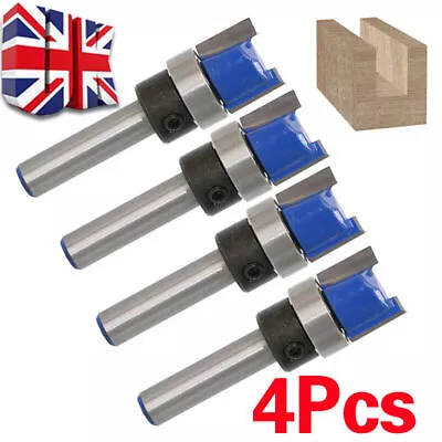 4Pcs 1/4'' Shank Top Bearing Flush Trim Pattern Router Bit Milling Cutter Set • £6.59