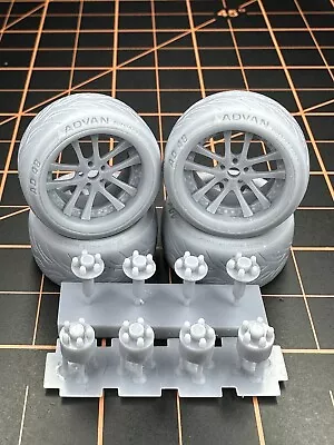 1/24 18 Inch Weds Kranze Lxz Rims With Advan Tires Works With Tamiya & Aoshima • $25.65