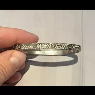 £20000 • Buy Cartier Love Bracelet, White Gold Diamonds Paved.  Size 21