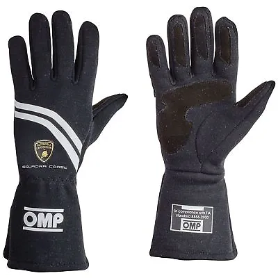 OMP Dijon FIA Approved Nomex Race Gloves Black Lamborghini Collection Ltd 746 S • $124.49