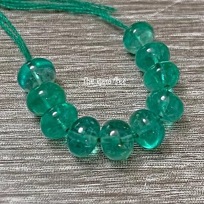 GIA Certified 10.15CT Finest Natural Zambian EMERALD Smooth Rondelle Beads (10) • $950