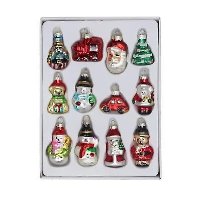 £20.99 • Buy Gisela Graham Set Of 12 Retro Glass Multicoloured Hanging Christmas Decorations