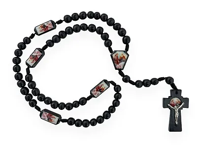 Holy Trinity Black Wood Rosary Necklace Rosario Madera Negro Santisima Trinidad • $18.99