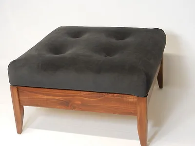 Dark Navy Tufted Suede Ottoman With Storage • $249